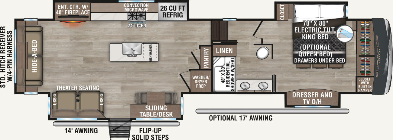 2025 KZ RV Durango Gold G383RLQ Fifth Wheel Floorplan