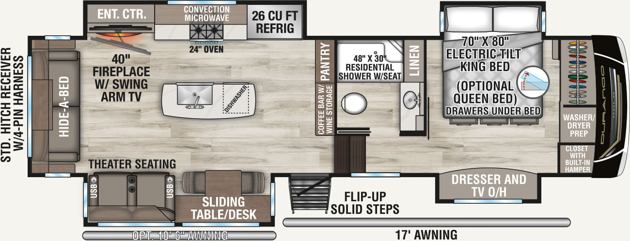 2026 KZ RV Durango Gold G310RLQ Fifth Wheel Floorplan