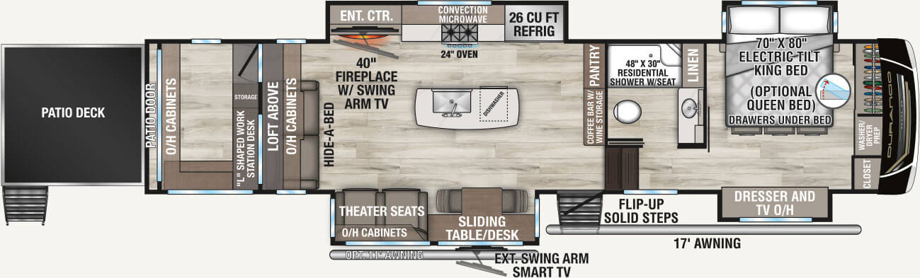 2026 KZ RV Durango Gold G359ROQ Fifth Wheel Floorplan