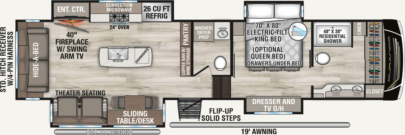 2026 KZ RV Durango Gold G366FBQ Fifth Wheel Floorplan