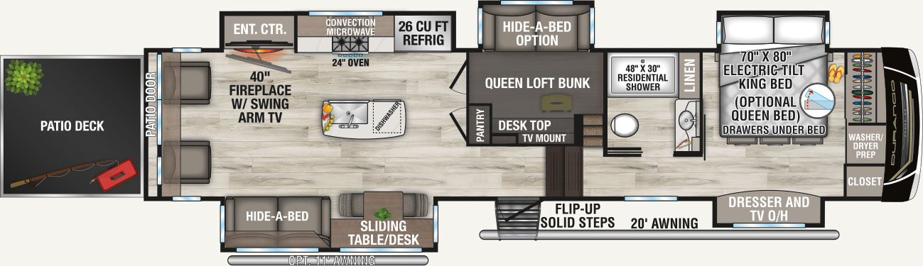2026 KZ RV Durango Gold G382MBF Fifth Wheel Floorplan