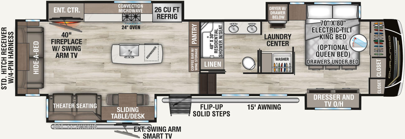 2026 KZ RV Durango Gold G384MSQ Fifth Wheel Floorplan