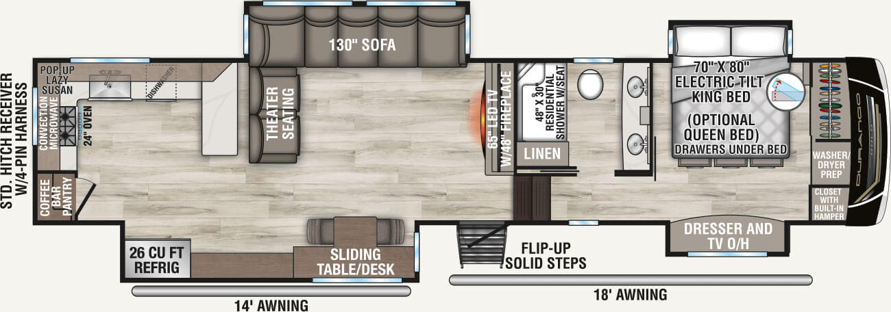 2026 KZ RV Durango Gold G390MLQ Fifth Wheel Floorplan