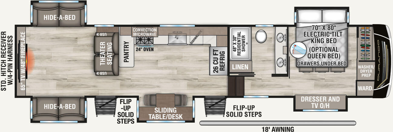 2026 KZ RV Durango Gold G393MKF Fifth Wheel Floorplan