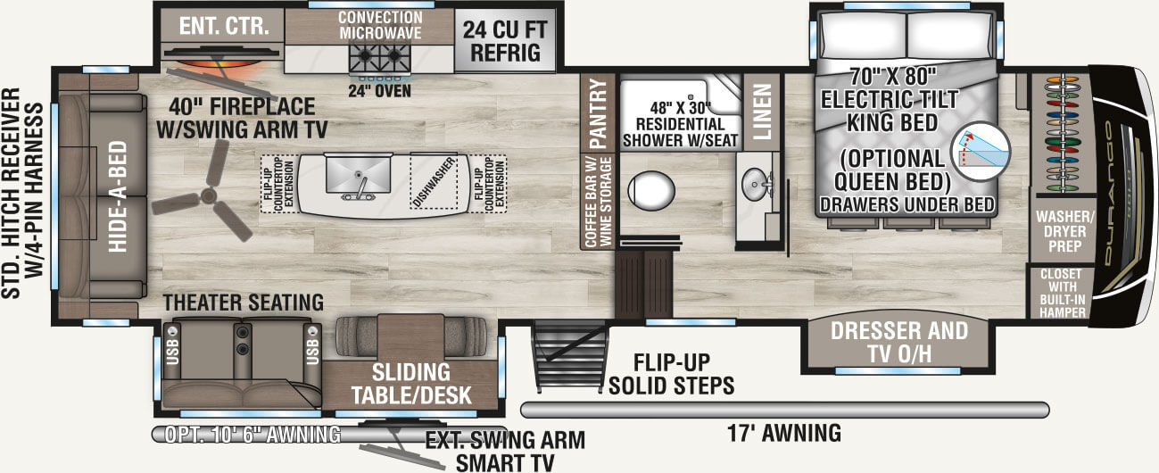 2027 KZ RV Durango Gold G310RLQ Fifth Wheel Floorplan
