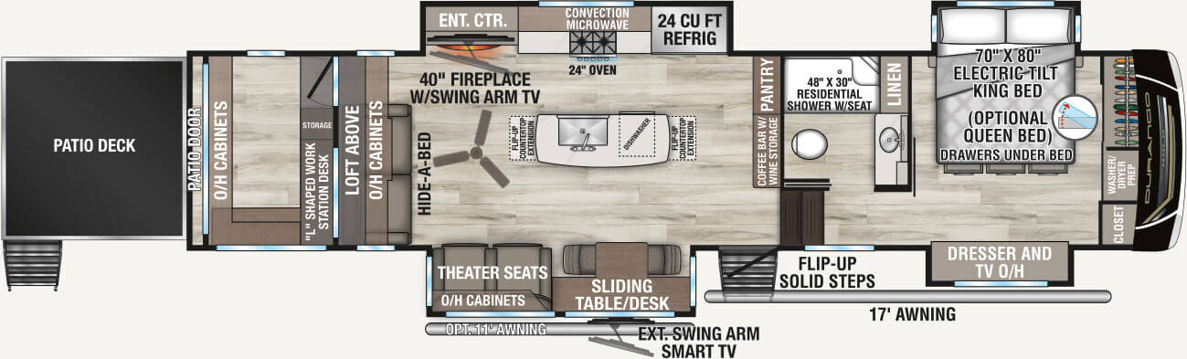 2027 KZ RV Durango Gold G359ROQ Fifth Wheel Floorplan
