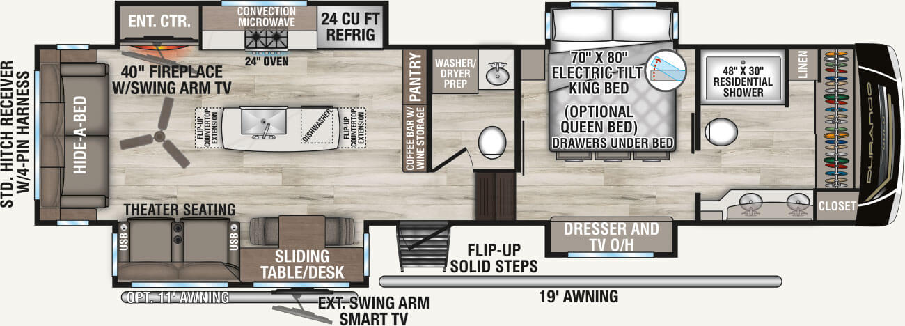 2027 KZ RV Durango Gold G366FBQ Fifth Wheel Floorplan