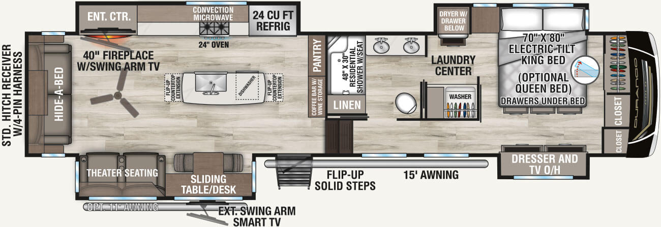2027 KZ RV Durango Gold G384MSQ Fifth Wheel Floorplan