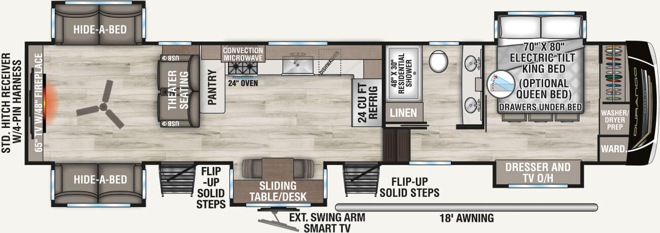 2027 KZ RV Durango Gold G393MKF Fifth Wheel Floorplan
