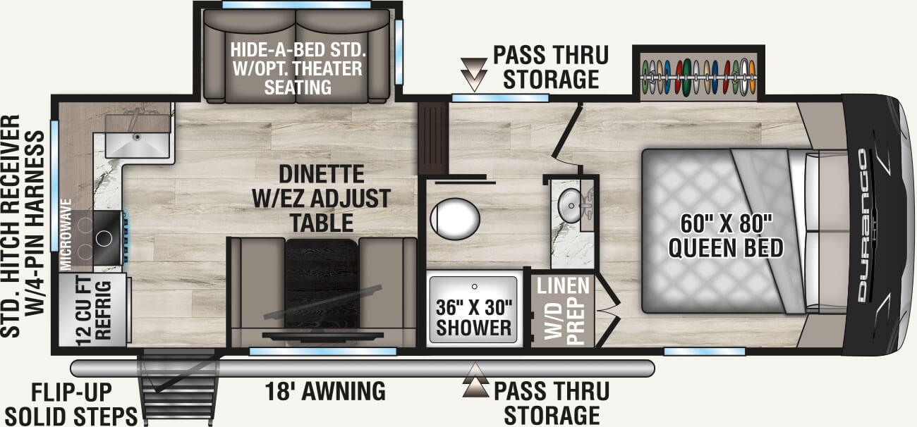 2026 KZ RV Durango HT D220RKD Fifth Wheel Floorplan