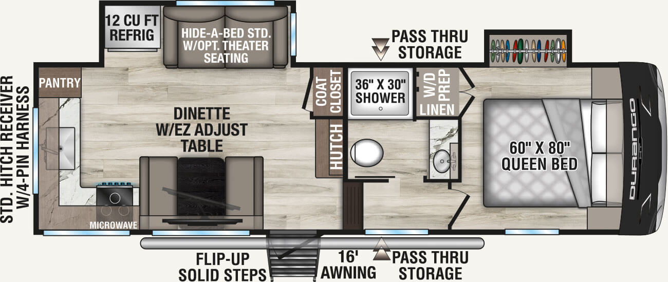 2026 KZ RV Durango HT D232MLD Fifth Wheel Floorplan