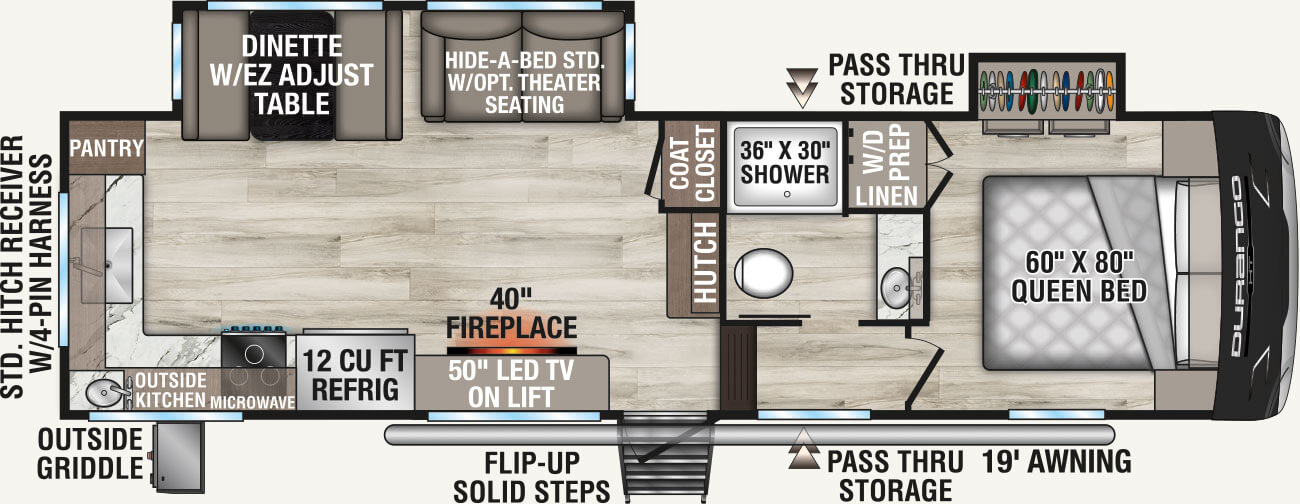 2026 KZ RV Durango HT D240RKD Fifth Wheel Floorplan