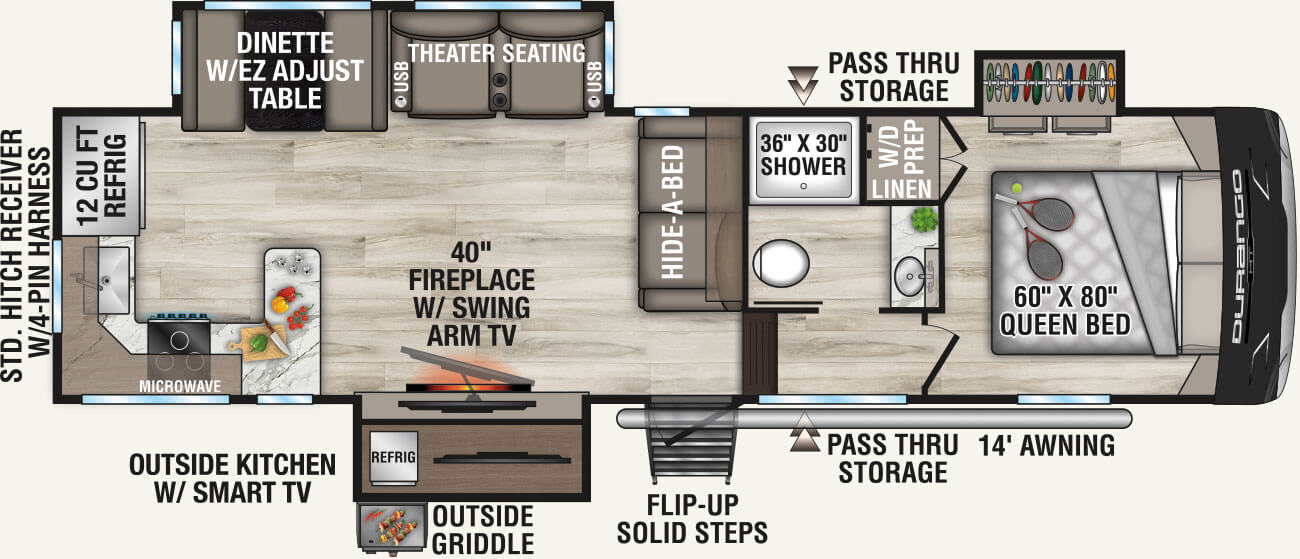 2026 KZ RV Durango HT D256RKT Fifth Wheel Floorplan