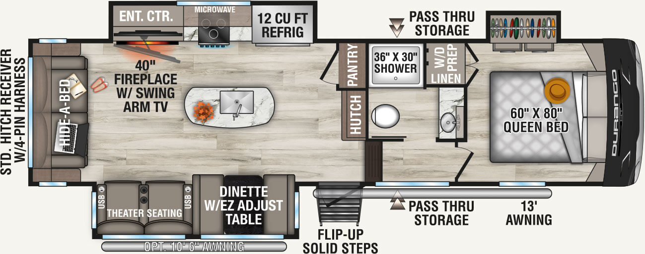 2026 KZ RV Durango HT D283RLT Fifth Wheel Floorplan