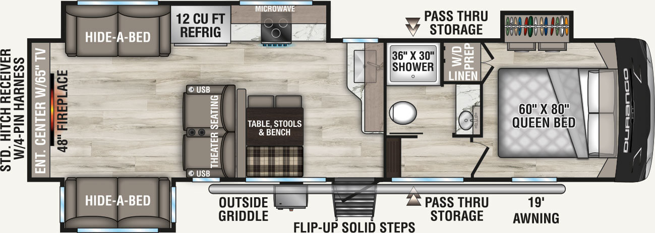2026 KZ RV Durango HT D290RLT Fifth Wheel Floorplan