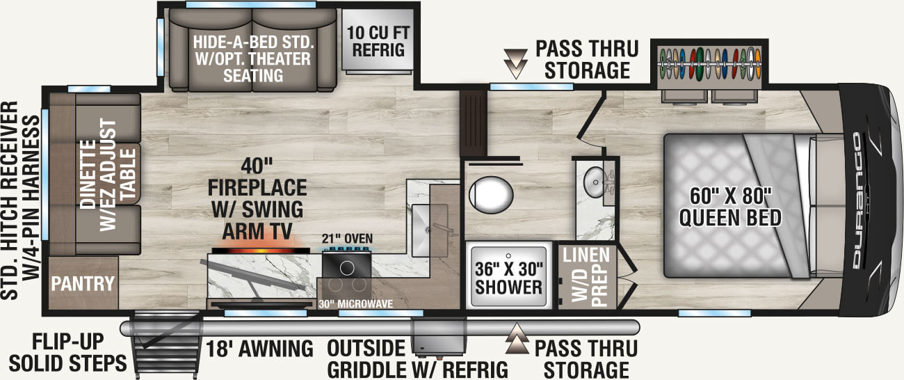2027 KZ RV Durango HT D230RDD Fifth Wheel Floorplan