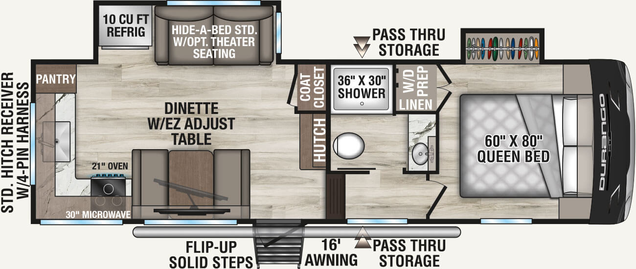 2027 KZ RV Durango HT D232MLD Fifth Wheel Floorplan