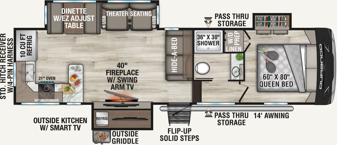 2027 KZ RV Durango HT D256RKT Fifth Wheel Floorplan