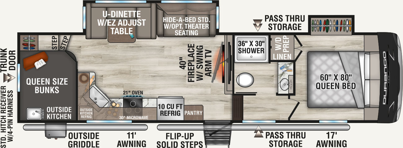 2027 KZ RV Durango HT D286BHD Fifth Wheel Floorplan