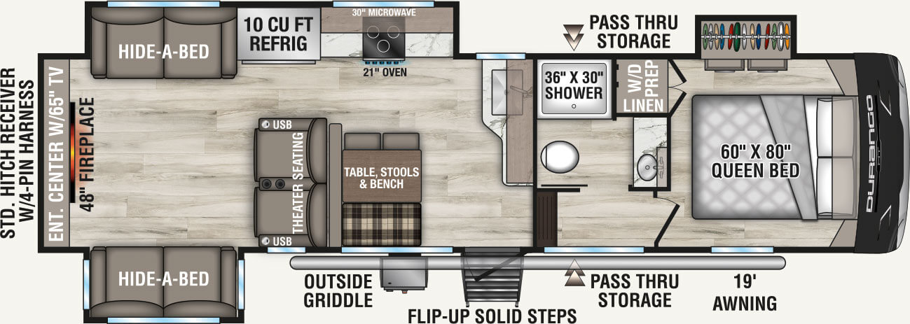 2027 KZ RV Durango HT D290RLT Fifth Wheel Floorplan