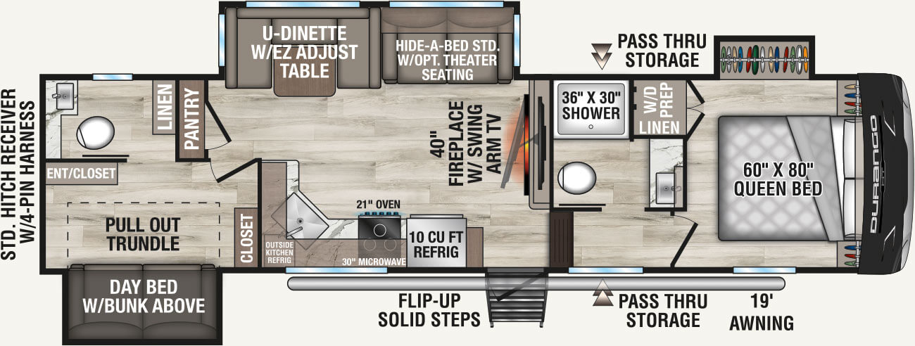 2027 KZ RV Durango HT D296BHT Fifth Wheel Floorplan