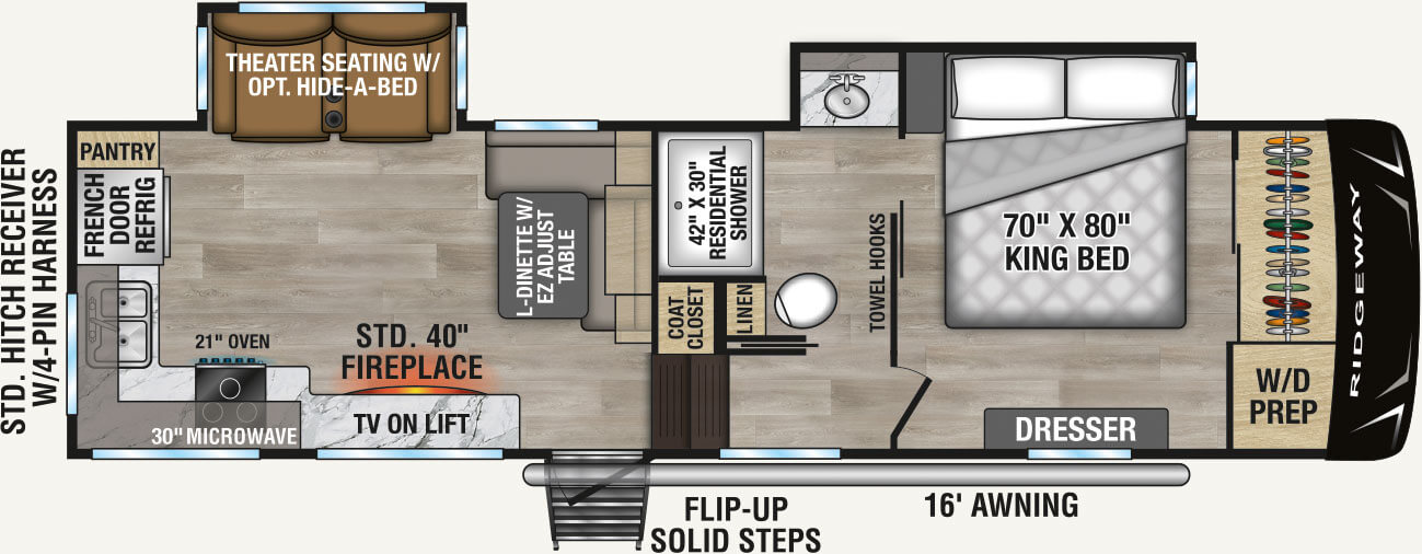 2026 KZ RV Ridgeway 27RK Fifth Wheel Floorplan