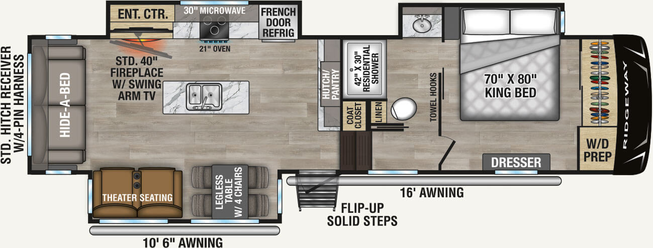 2026 KZ RV Ridgeway 31RL Fifth Wheel Floorplan