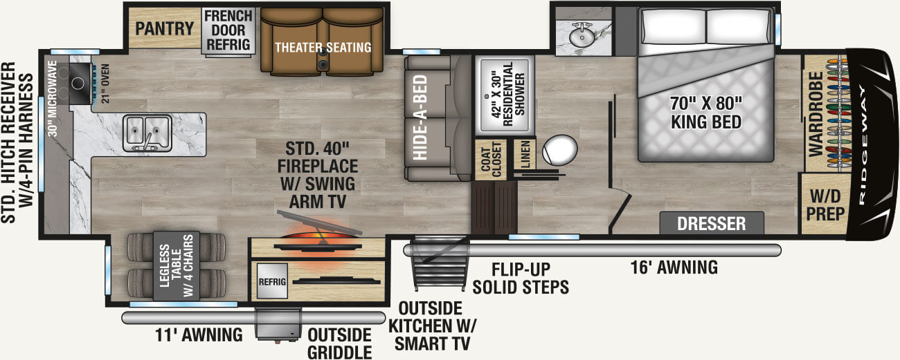 2026 KZ RV Ridgeway 32ML Fifth Wheel Floorplan