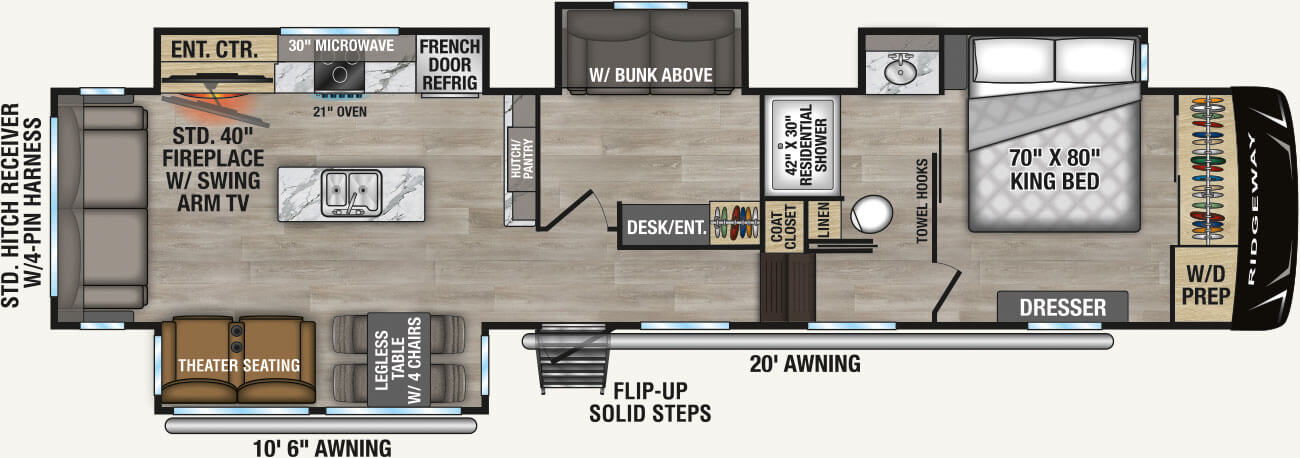 2026 KZ RV Ridgeway 36MB Fifth Wheel Floorplan