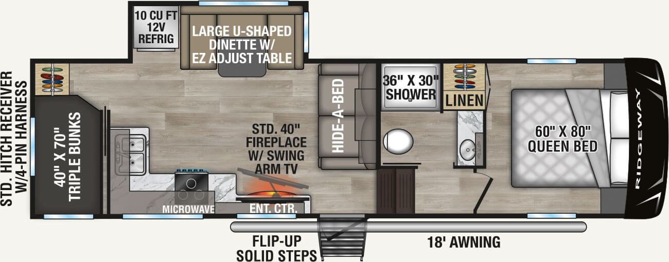 2026 KZ RV Ridgeway R28BH Fifth Wheel Floorplan