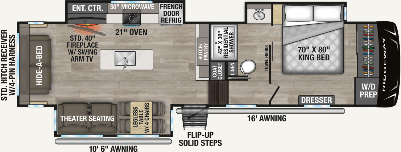 2027 KZ RV Ridgeway 31RL Fifth Wheel Floorplan