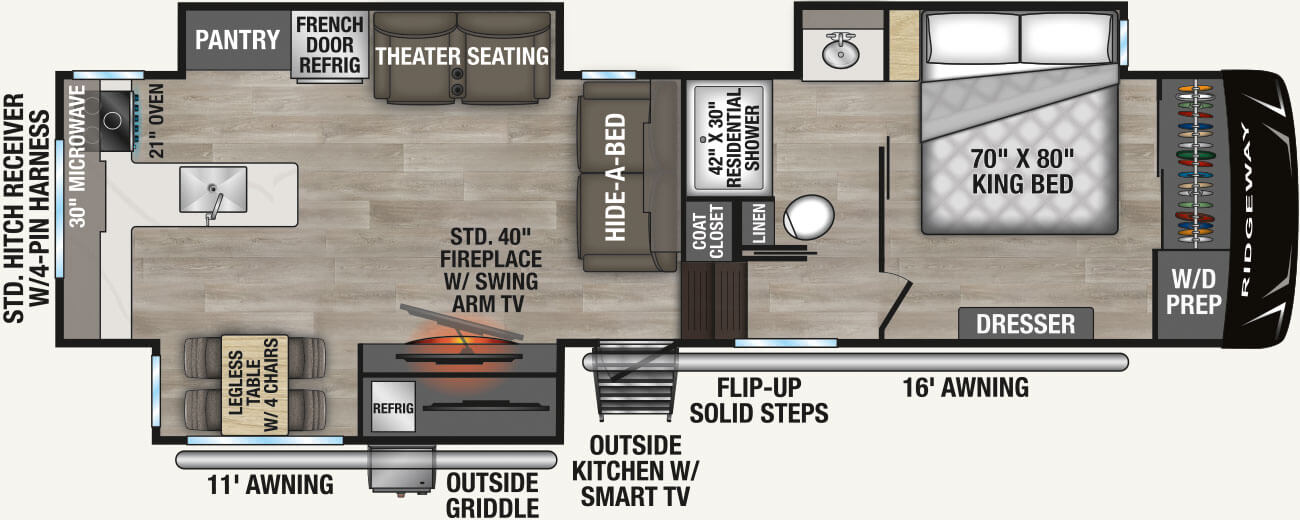 2027 KZ RV Ridgeway 32ML Fifth Wheel Floorplan