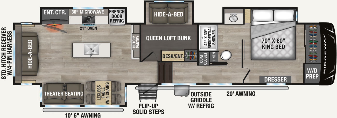 2027 KZ RV Ridgeway 36MBL Fifth Wheel Floorplan
