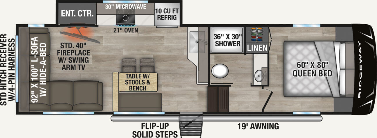 2027 KZ RV Ridgeway R27RS Fifth Wheel Floorplan