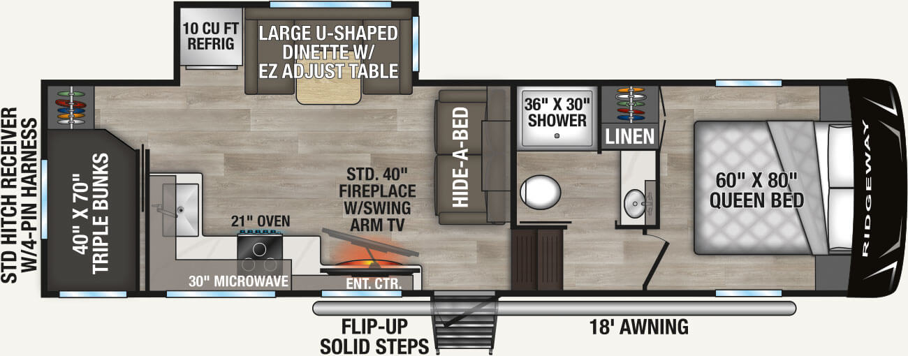 2027 KZ RV Ridgeway R28BH Fifth Wheel Floorplan