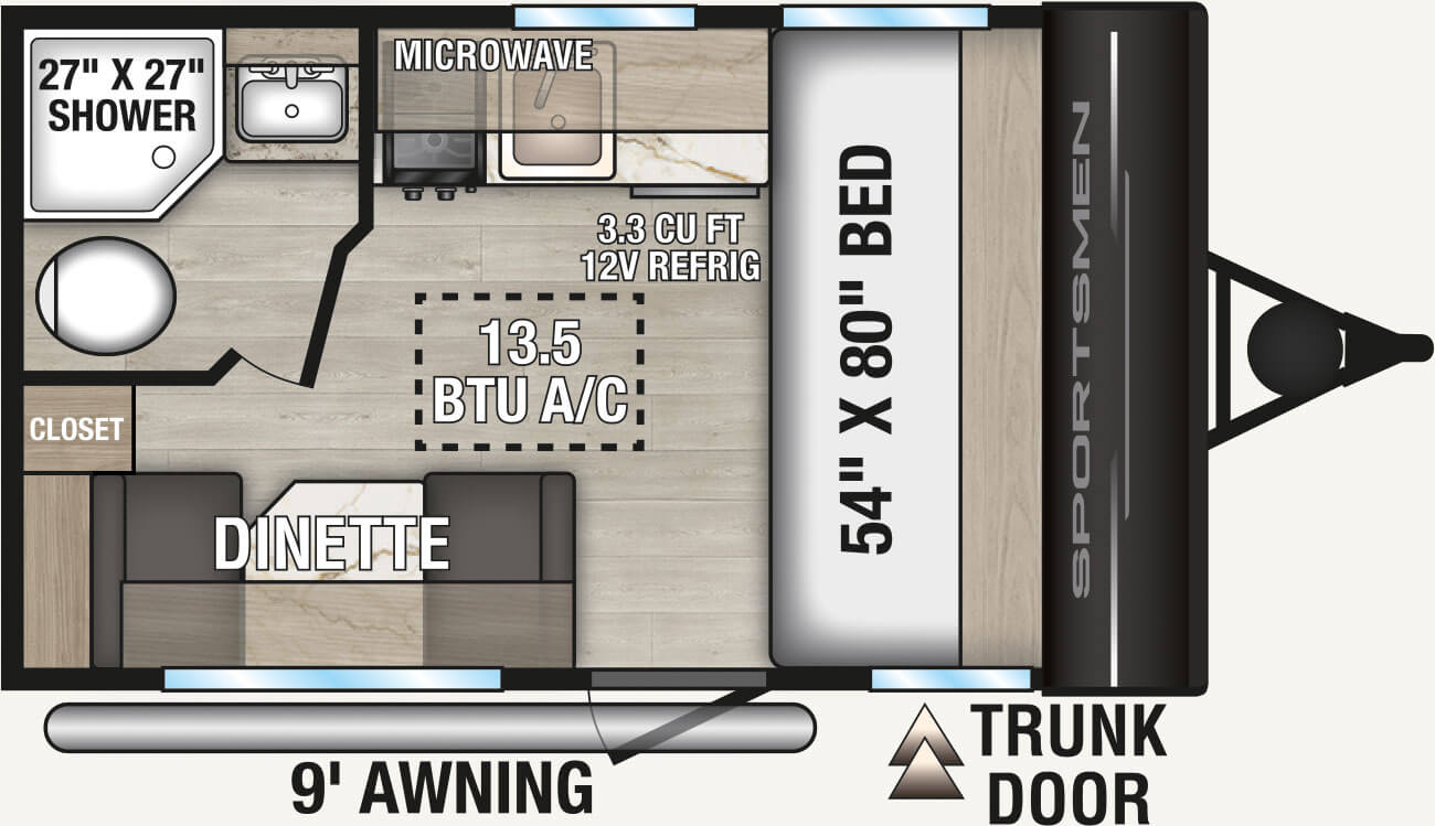 2027 KZ RV Sportsmen Classic 130RD Travel Trailer Floorplan
