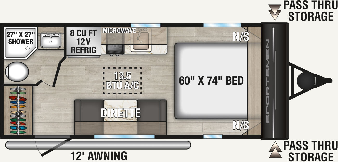 2027 KZ RV Sportsmen Classic 160QB Travel Trailer Floorplan