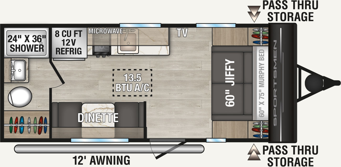 2027 KZ RV Sportsmen Classic 170MB Travel Trailer Floorplan