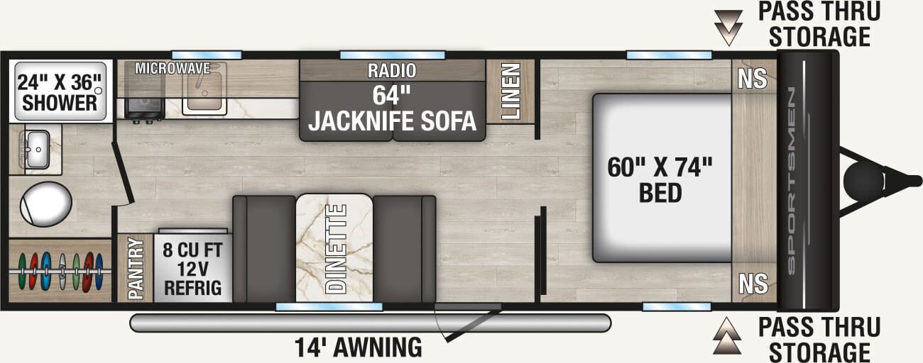 2027 KZ RV Sportsmen Classic 230RB Travel Trailer Floorplan