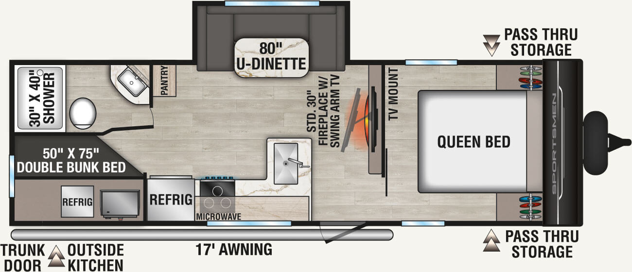 2026 KZ RV Sportsmen SE 241BHKSE Travel Trailer Floorplan