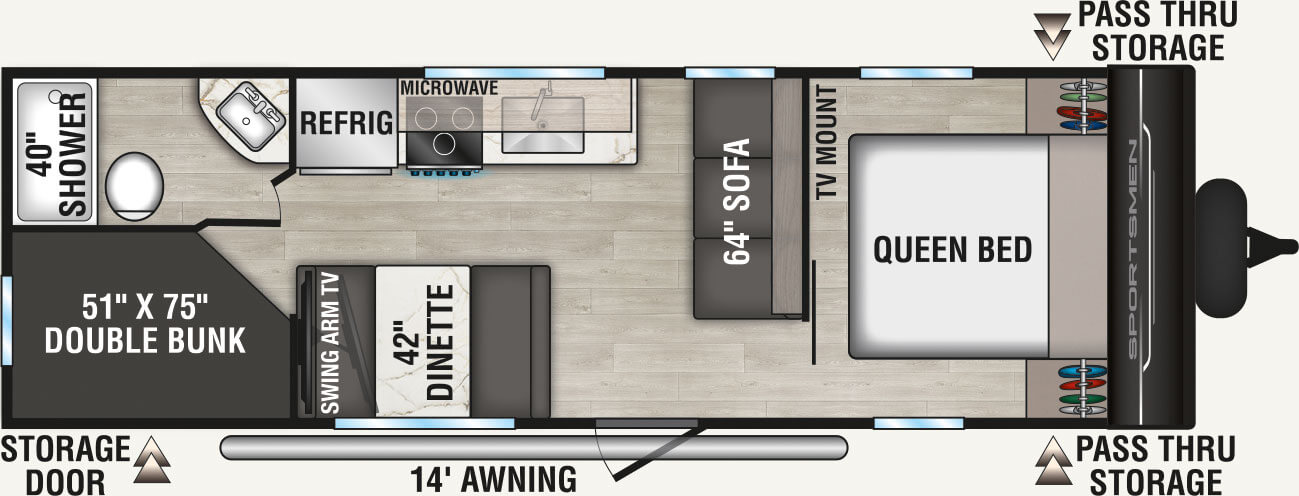 2026 KZ RV Sportsmen SE 260BHSE Travel Trailer Floorplan