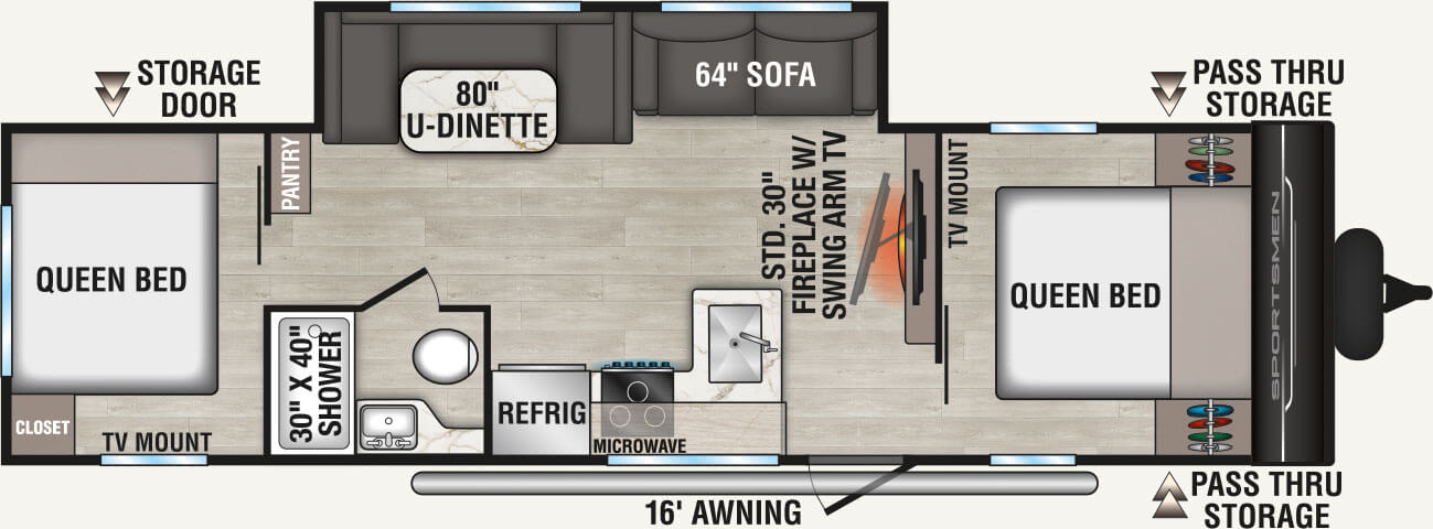 2026 KZ RV Sportsmen SE 301DBSE Travel Trailer Floorplan