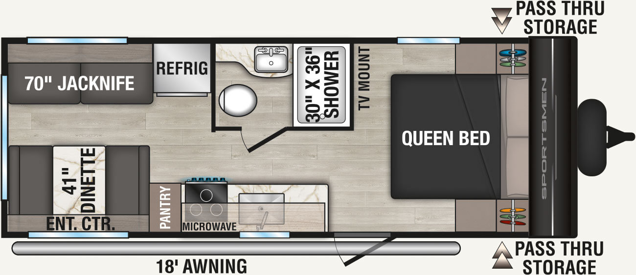 2026 KZ RV Sportsmen Select 210RDSL Travel Trailer Floorplan