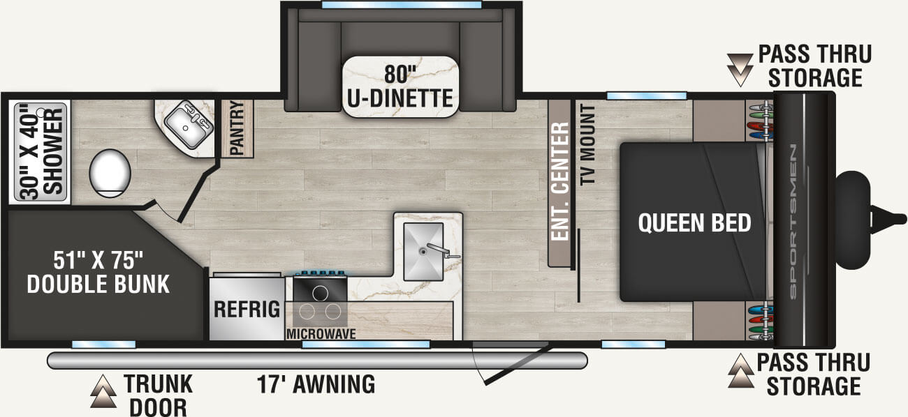2026 KZ RV Sportsmen Select 241BHSL Travel Trailer Floorplan
