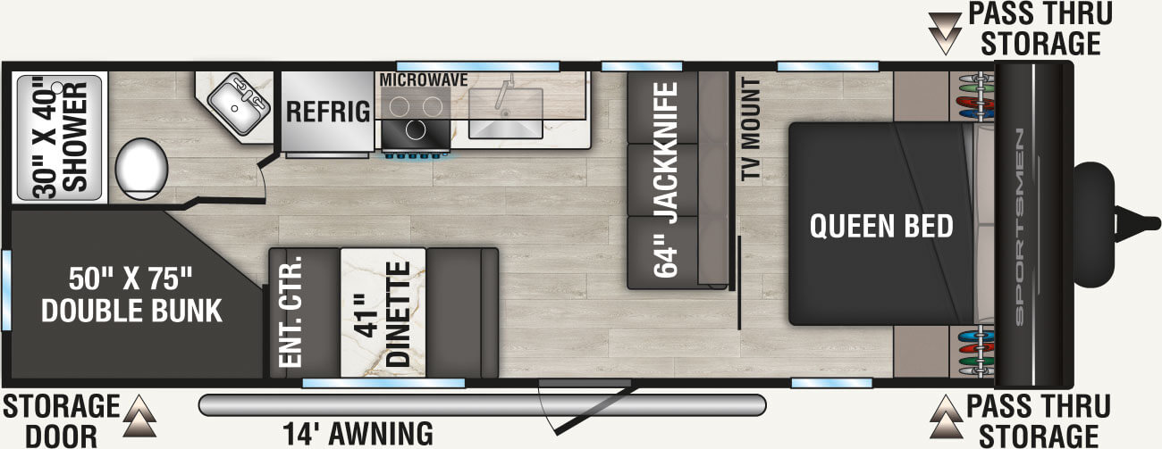 2026 KZ RV Sportsmen Select 260BHSL Travel Trailer Floorplan