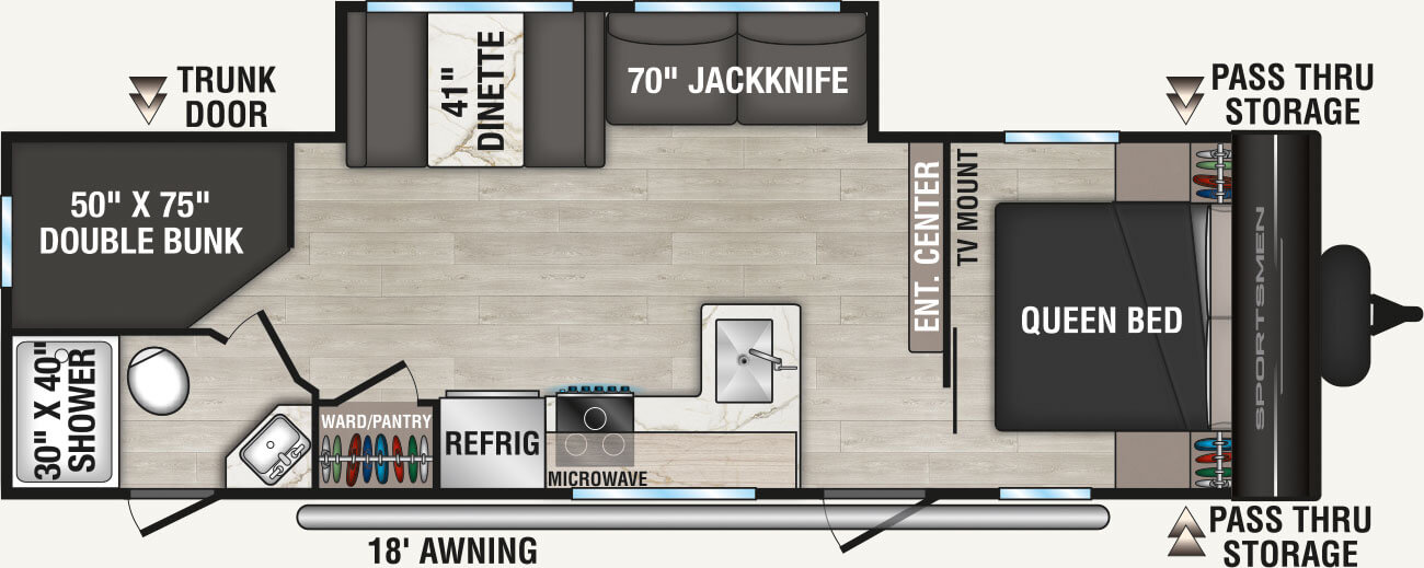 2026 KZ RV Sportsmen Select 261BHSL Travel Trailer Floorplan