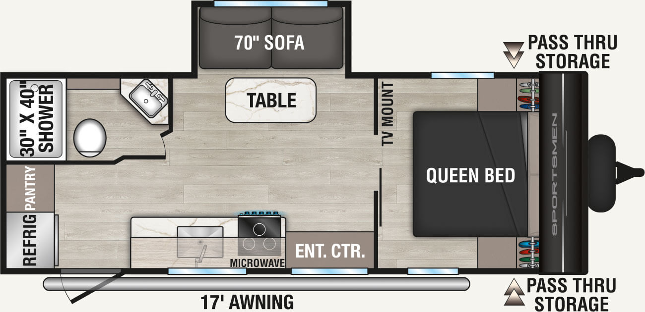 2027 KZ RV Sportsmen Select 221RKSL Travel Trailer Floorplan