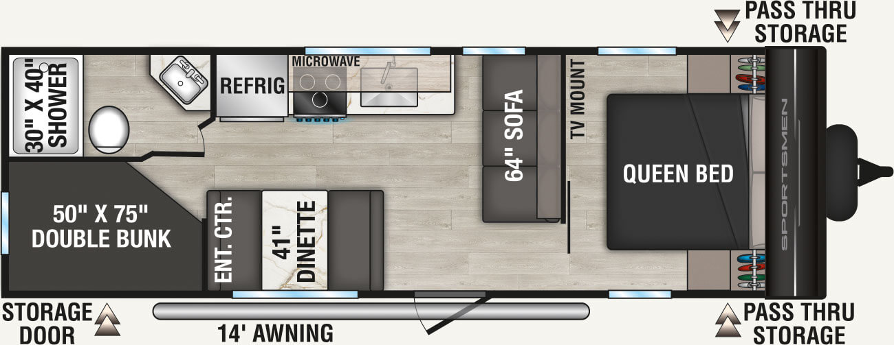 2027 KZ RV Sportsmen Select 260BHSL Travel Trailer Floorplan