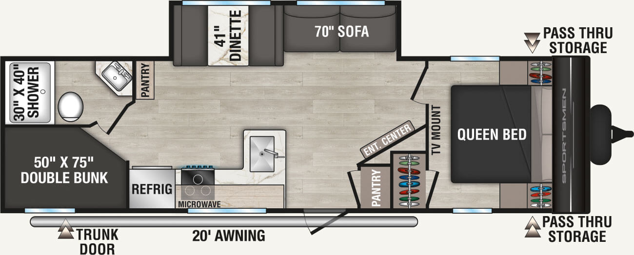 2027 KZ RV Sportsmen Select 271BHSL Travel Trailer Floorplan