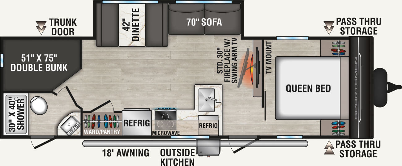 2027 KZ RV Sportsmen 261BHK Travel Trailer Floorplan